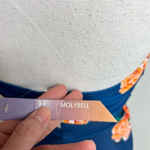 MOLYBELL BLUE FLORAL PRINT ONE PIECE WITH SHORTS SWIMSUIT SIZE LARGE BRAND NEW - Picture 3 of 6